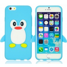 iPhone SE 5 5s - 3D Silicone Penguin Soft Protective Phone Cover Case - Light Blue